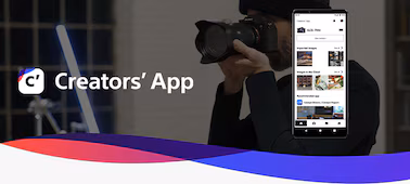 Illustration of Creators' App with usage image as background and insert of smartphone to demonstrate compatibility