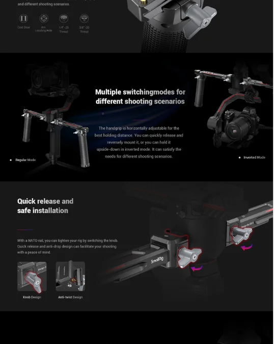 Rent SmallRig Dual Handgrip for DJI RS 2 RSC 2 RS 3 RS 3 Pro RS 4RS 4Pro in Chandigarh, Mohali, Zirakpur, Kharar, Panchkula & Punjab Areas  1