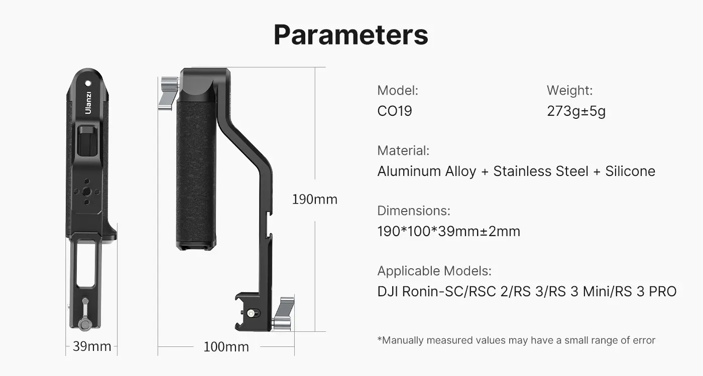Ulanzi Sling Handgrip for DJI RS 3/RS 3 Mini/RS 3 Pro/Ronin-SC/RSC 2 Stabilizer C049GBB1