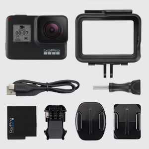 GoPro HERO-7 Dual Battery Charger+64 GB Card + 2 Battery + C Type Cable